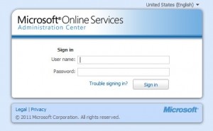 Microsoft Online Service Administrator Sign On
