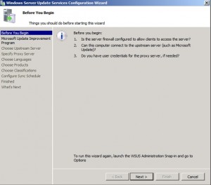 Begin WSUS configuration