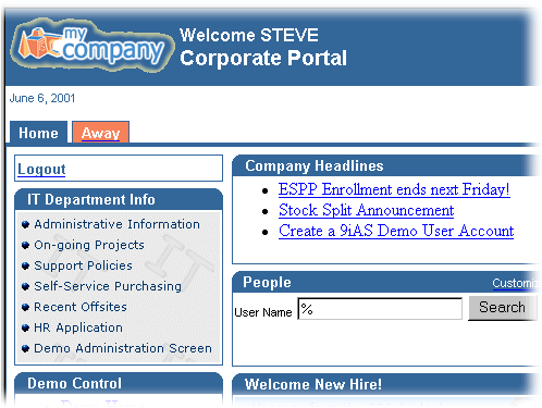 Steve's website with welcome message