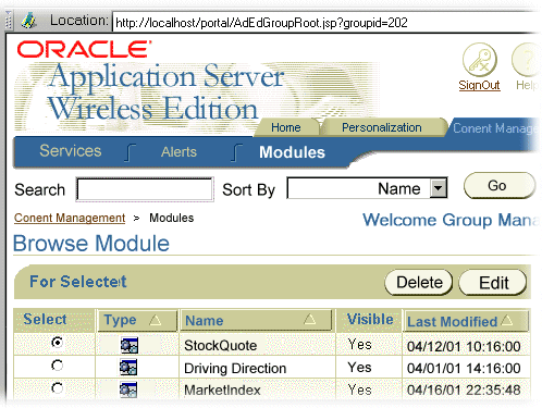 Selecting Wireless Content Modules