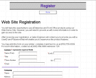 Demo web site registration form.
